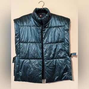 ANTHROPOLOGIE Pilcro Metallic Blue Packable Puffer Vest Top One Size
